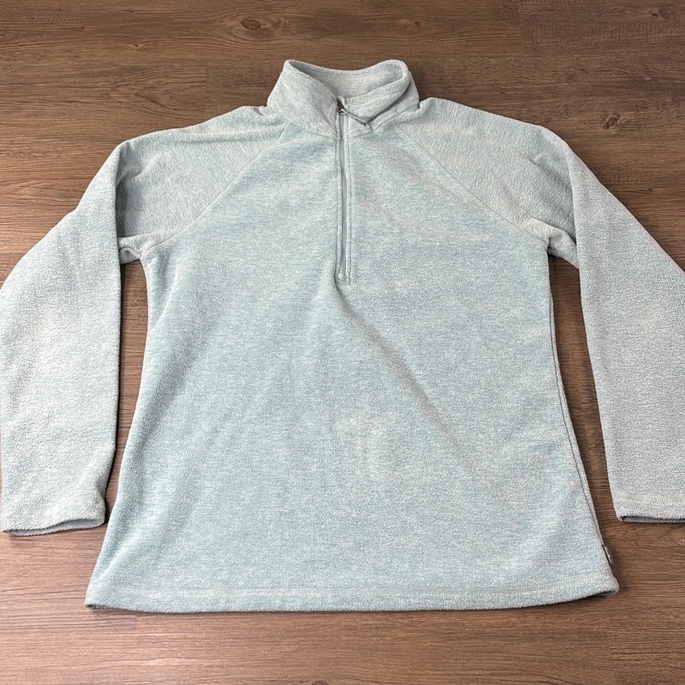 Eddie Bauer Women’s Light Teal 1/4 Zip Micro-fleece Pullover Top, size Medium